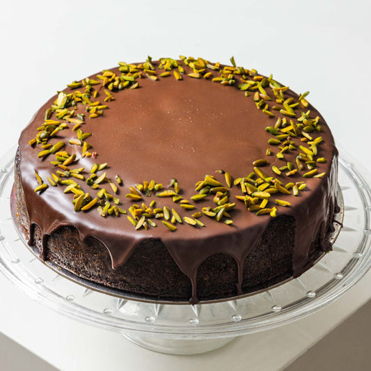 Chocolate Pistachio flourless cake