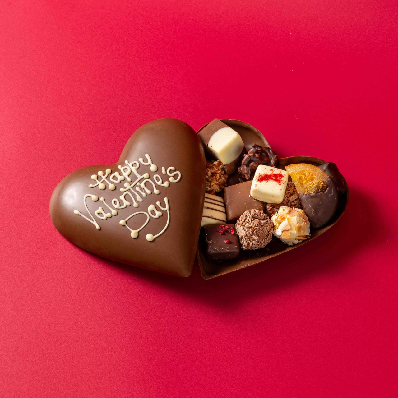 Chocolate heart with 12 chocolate truffles