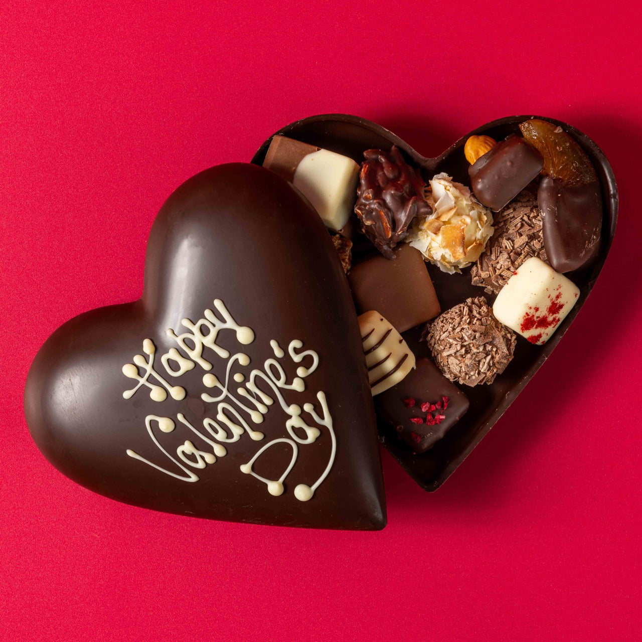 Chocolate heart with 12 chocolate truffles